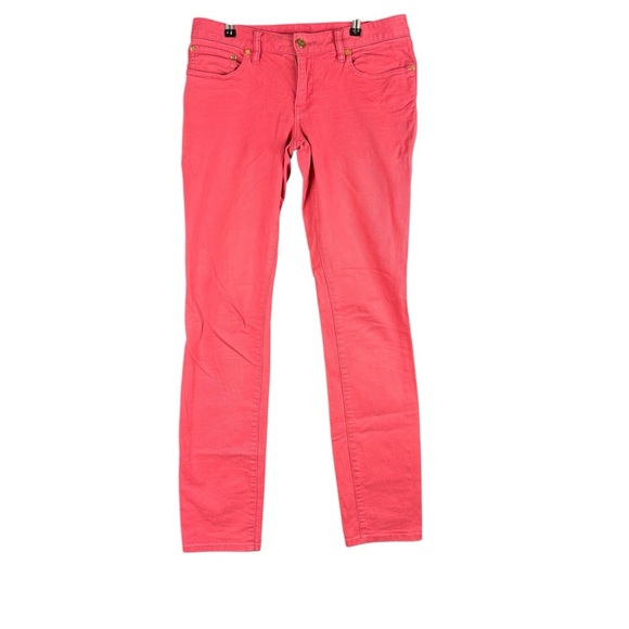 EUC Tory Burch “Ivy Super Skinny” Low Rise Ankle Jeans Sz 28 (Bright Coral Red) - Picture 2 of 16
